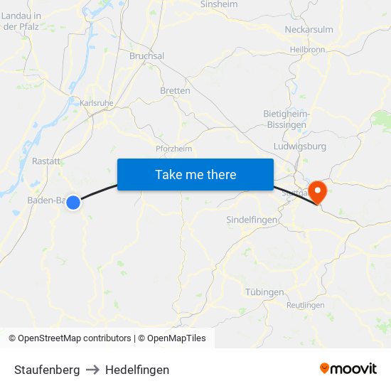 Staufenberg to Hedelfingen map