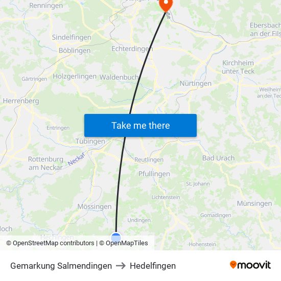Gemarkung Salmendingen to Hedelfingen map