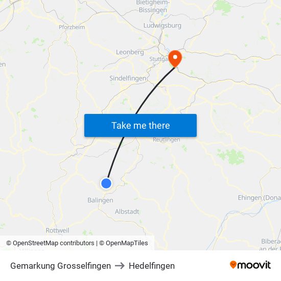 Gemarkung Grosselfingen to Hedelfingen map