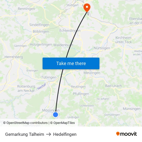 Gemarkung Talheim to Hedelfingen map