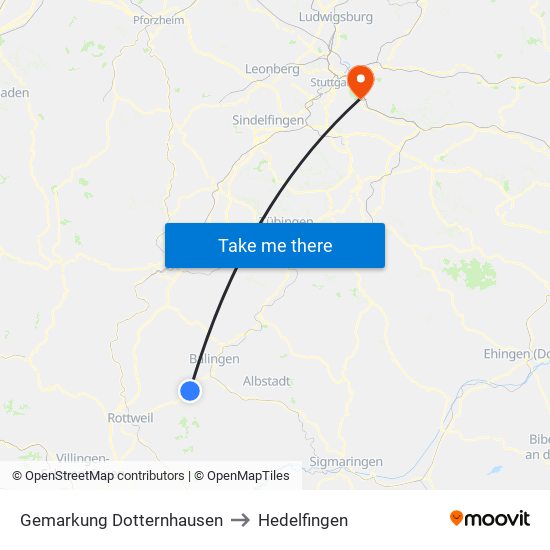 Gemarkung Dotternhausen to Hedelfingen map