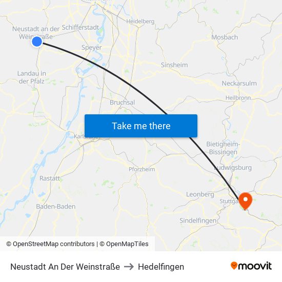 Neustadt An Der Weinstraße to Hedelfingen map