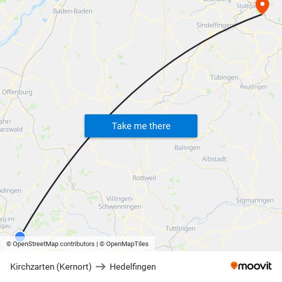 Kirchzarten (Kernort) to Hedelfingen map