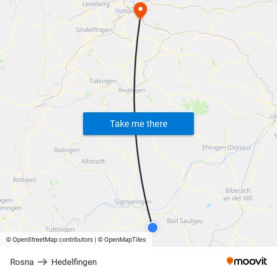 Rosna to Hedelfingen map