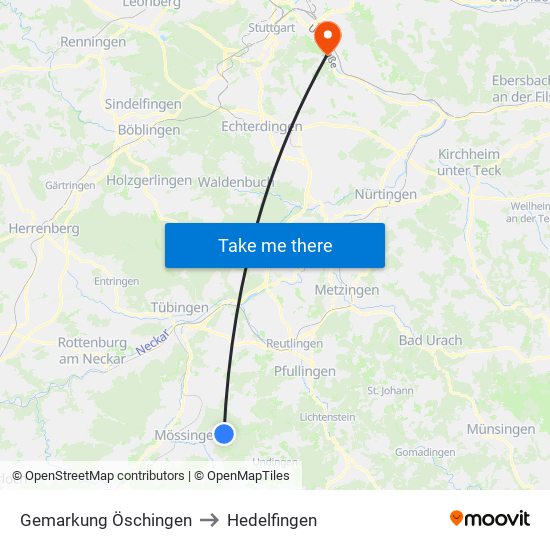 Gemarkung Öschingen to Hedelfingen map