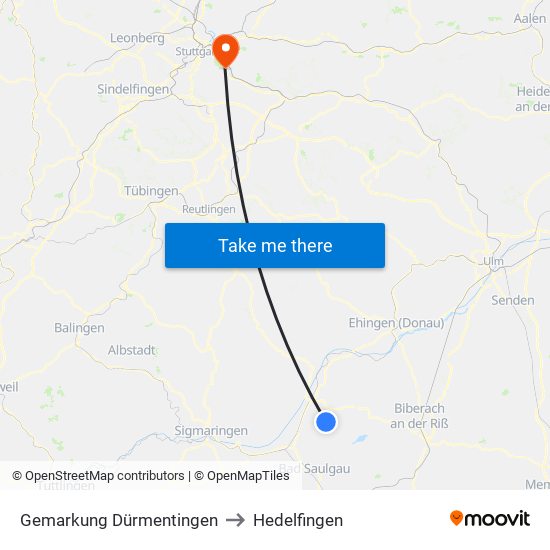 Gemarkung Dürmentingen to Hedelfingen map