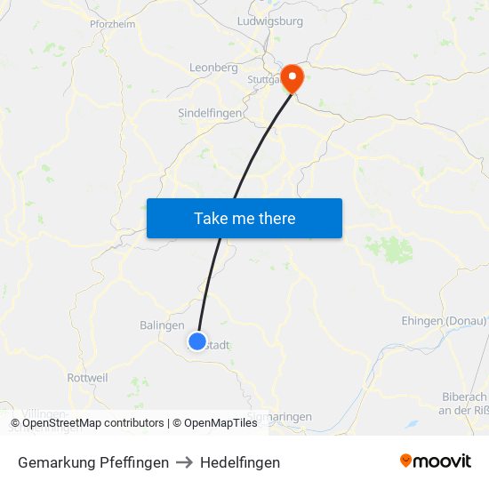 Gemarkung Pfeffingen to Hedelfingen map