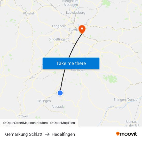 Gemarkung Schlatt to Hedelfingen map