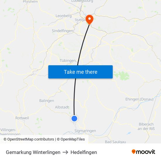 Gemarkung Winterlingen to Hedelfingen map