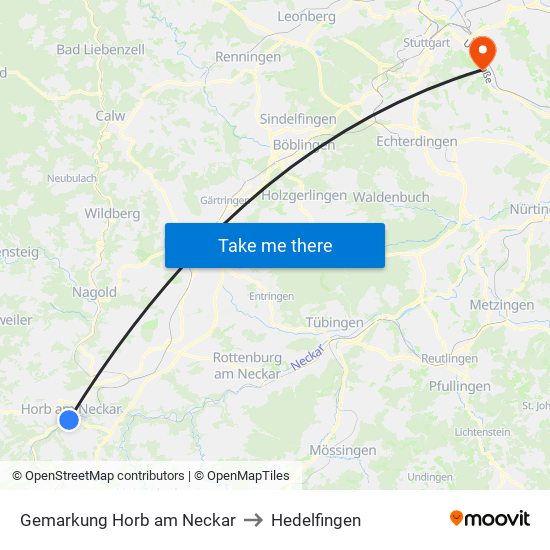 Gemarkung Horb am Neckar to Hedelfingen map