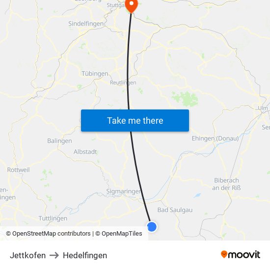 Jettkofen to Hedelfingen map