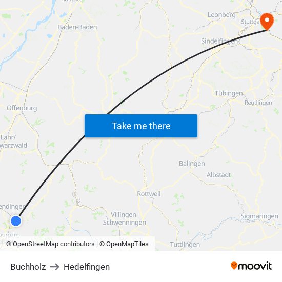 Buchholz to Hedelfingen map