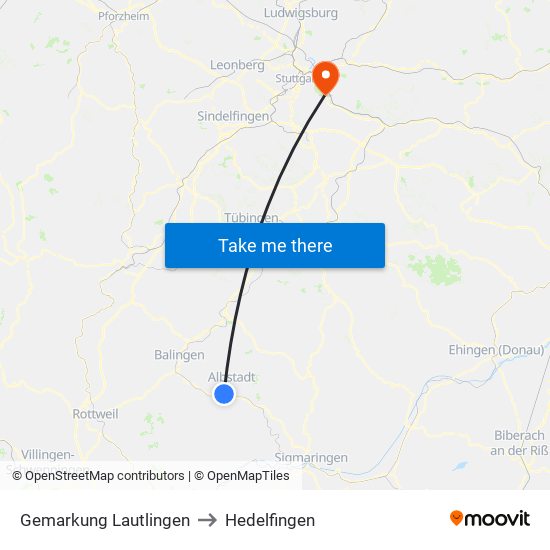 Gemarkung Lautlingen to Hedelfingen map