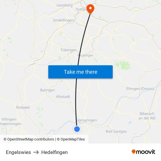 Engelswies to Hedelfingen map