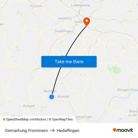 Gemarkung Frommern to Hedelfingen map