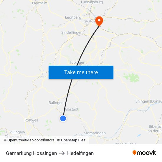 Gemarkung Hossingen to Hedelfingen map