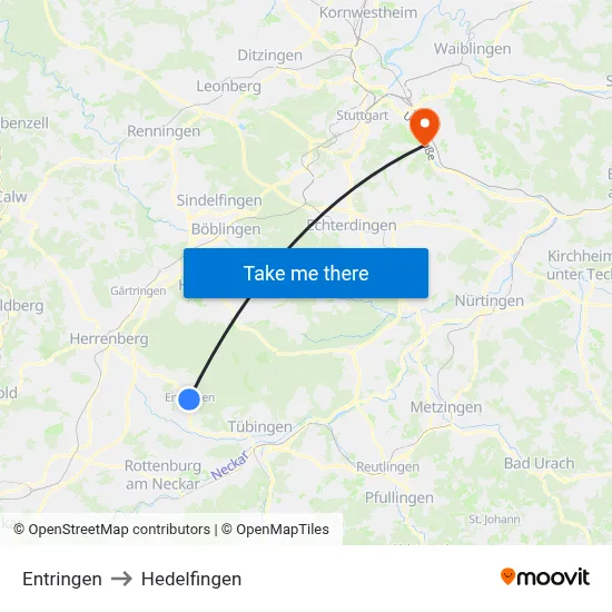 Entringen to Hedelfingen map