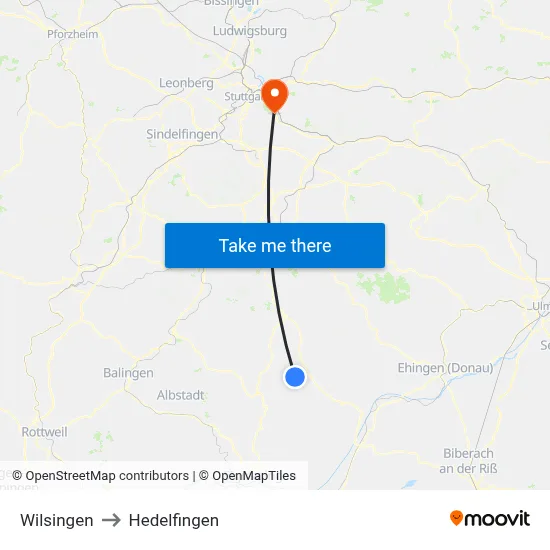 Wilsingen to Hedelfingen map