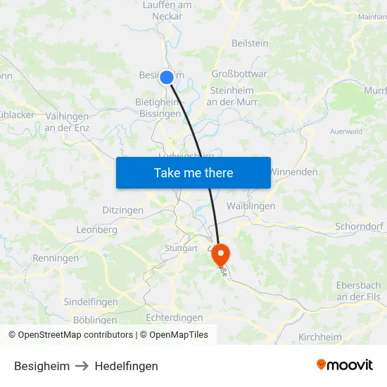 Besigheim to Hedelfingen map