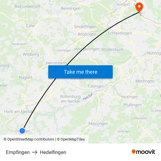 Empfingen to Hedelfingen map