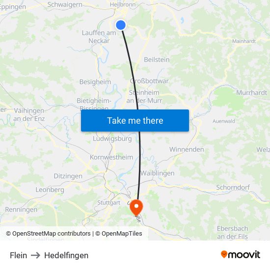 Flein to Hedelfingen map