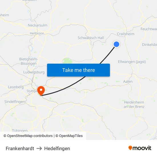 Frankenhardt to Hedelfingen map