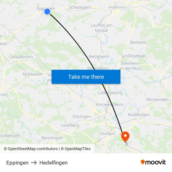 Eppingen to Hedelfingen map