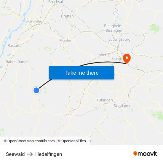 Seewald to Hedelfingen map