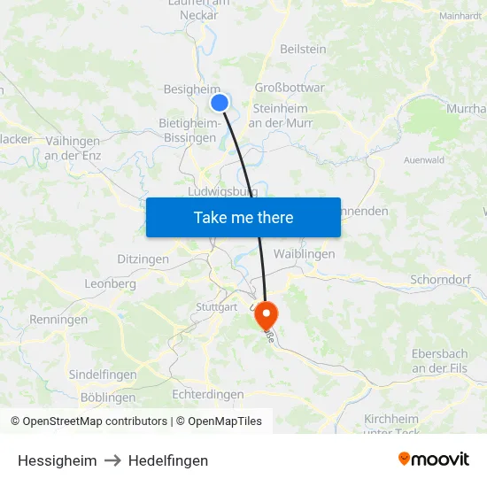 Hessigheim to Hedelfingen map