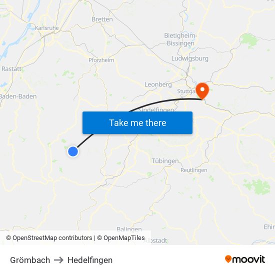 Grömbach to Hedelfingen map