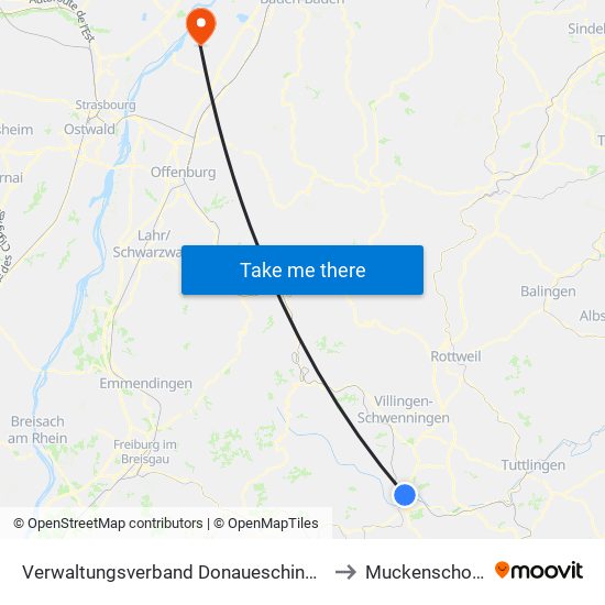 Verwaltungsverband Donaueschingen to Muckenschopf map