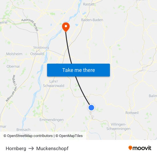 Hornberg to Muckenschopf map