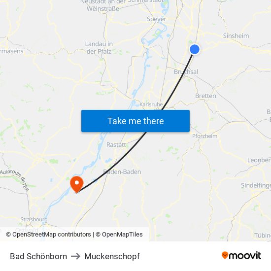 Bad Schönborn to Muckenschopf map