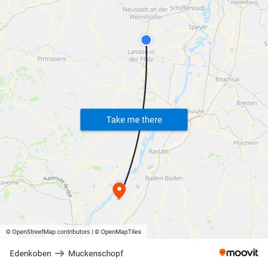 Edenkoben to Muckenschopf map