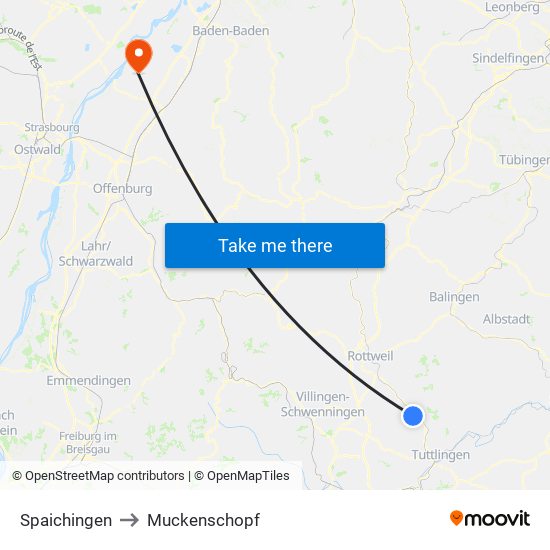 Spaichingen to Muckenschopf map