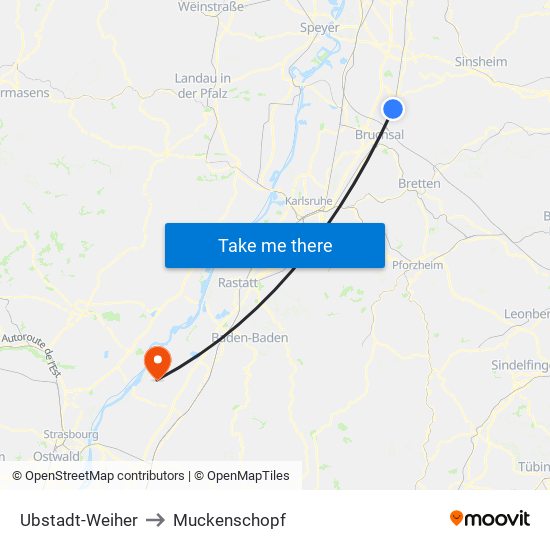 Ubstadt-Weiher to Muckenschopf map