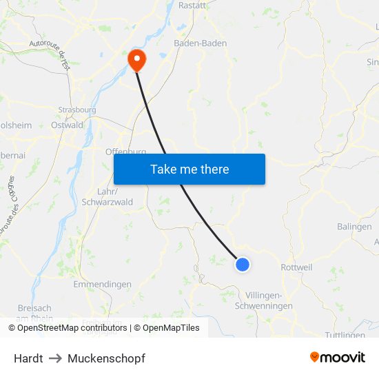 Hardt to Muckenschopf map