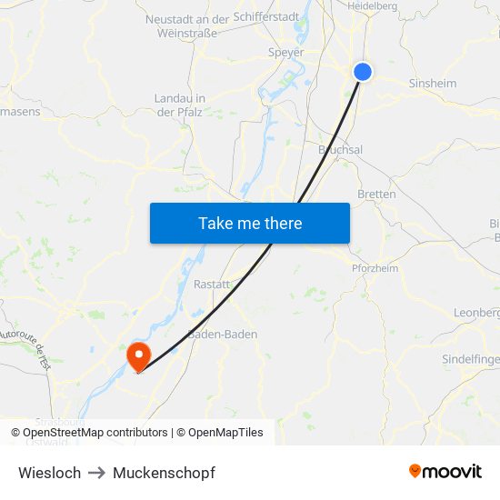 Wiesloch to Muckenschopf map