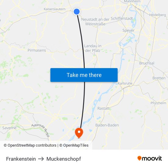 Frankenstein to Muckenschopf map