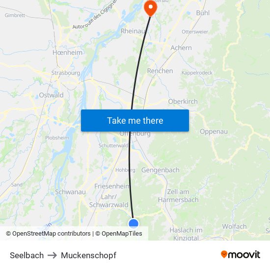 Seelbach to Muckenschopf map