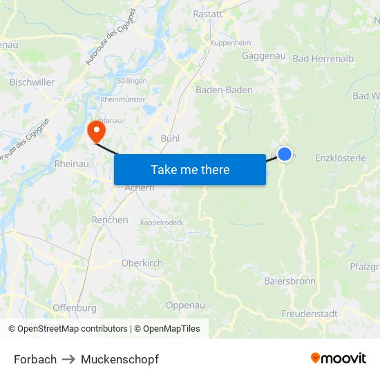 Forbach to Muckenschopf map