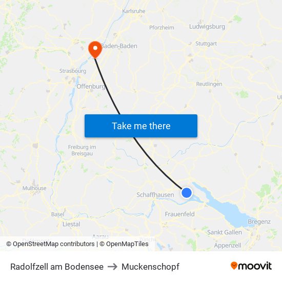 Radolfzell am Bodensee to Muckenschopf map