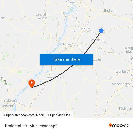 Kraichtal to Muckenschopf map