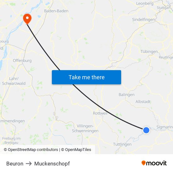 Beuron to Muckenschopf map