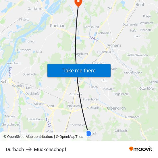 Durbach to Muckenschopf map