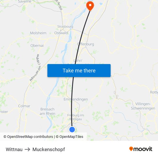 Wittnau to Muckenschopf map