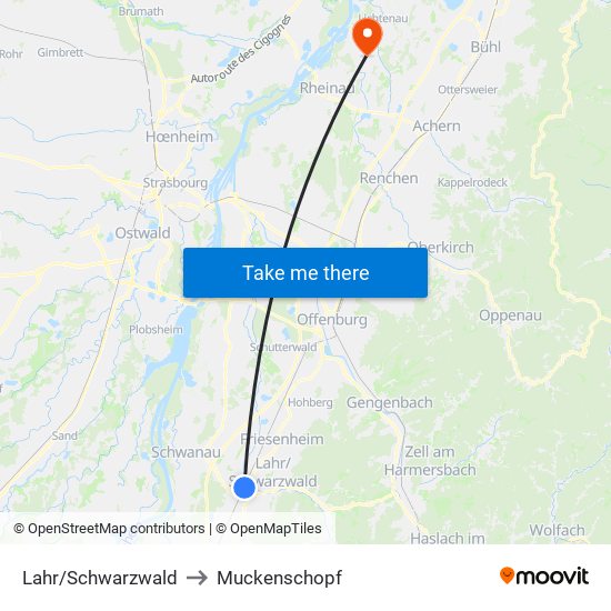 Lahr/Schwarzwald to Muckenschopf map