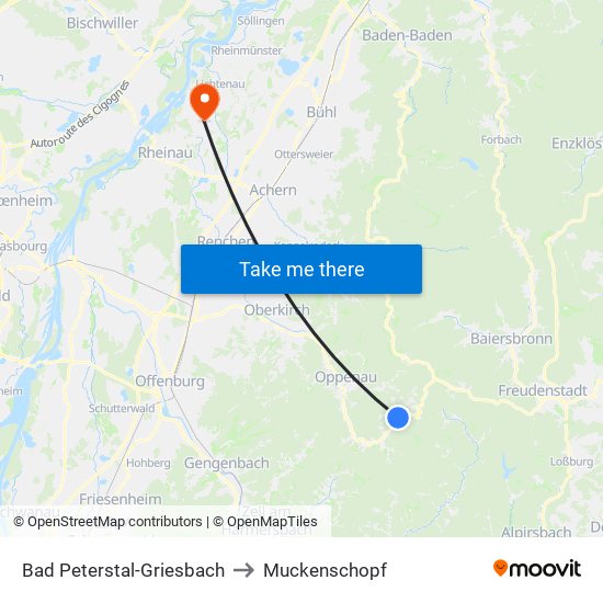 Bad Peterstal-Griesbach to Muckenschopf map