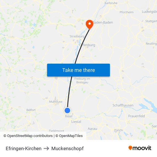 Efringen-Kirchen to Muckenschopf map