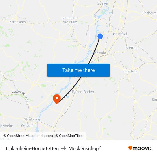 Linkenheim-Hochstetten to Muckenschopf map